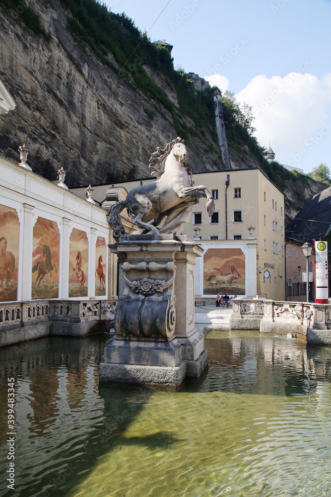 Horse fountain in Salzburg, Austria