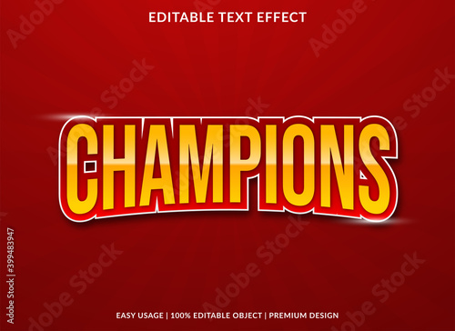 Print op canvas champions text effect with bold style use for business brand and logo