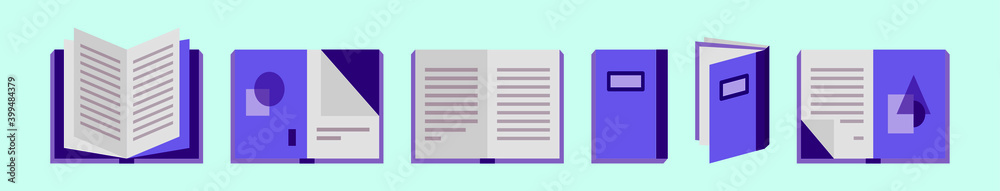 set of book cartoon icon design template with various models. vector illustration isolated on blue background