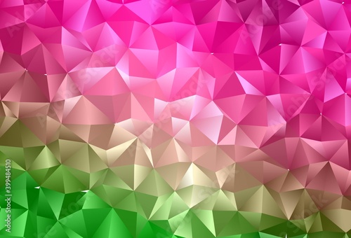 Light Pink, Green vector blurry triangle template.