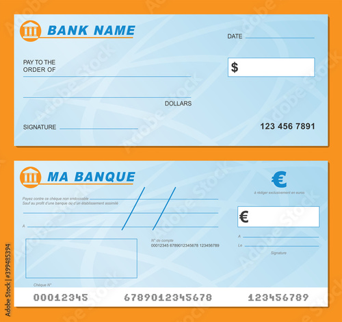 Vector blank bank check illustration