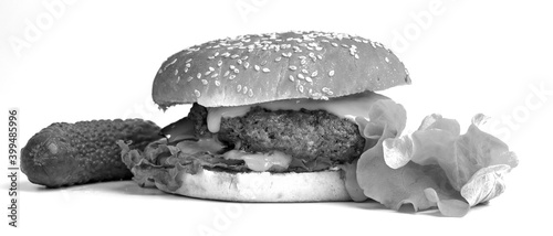 a big burger on white background