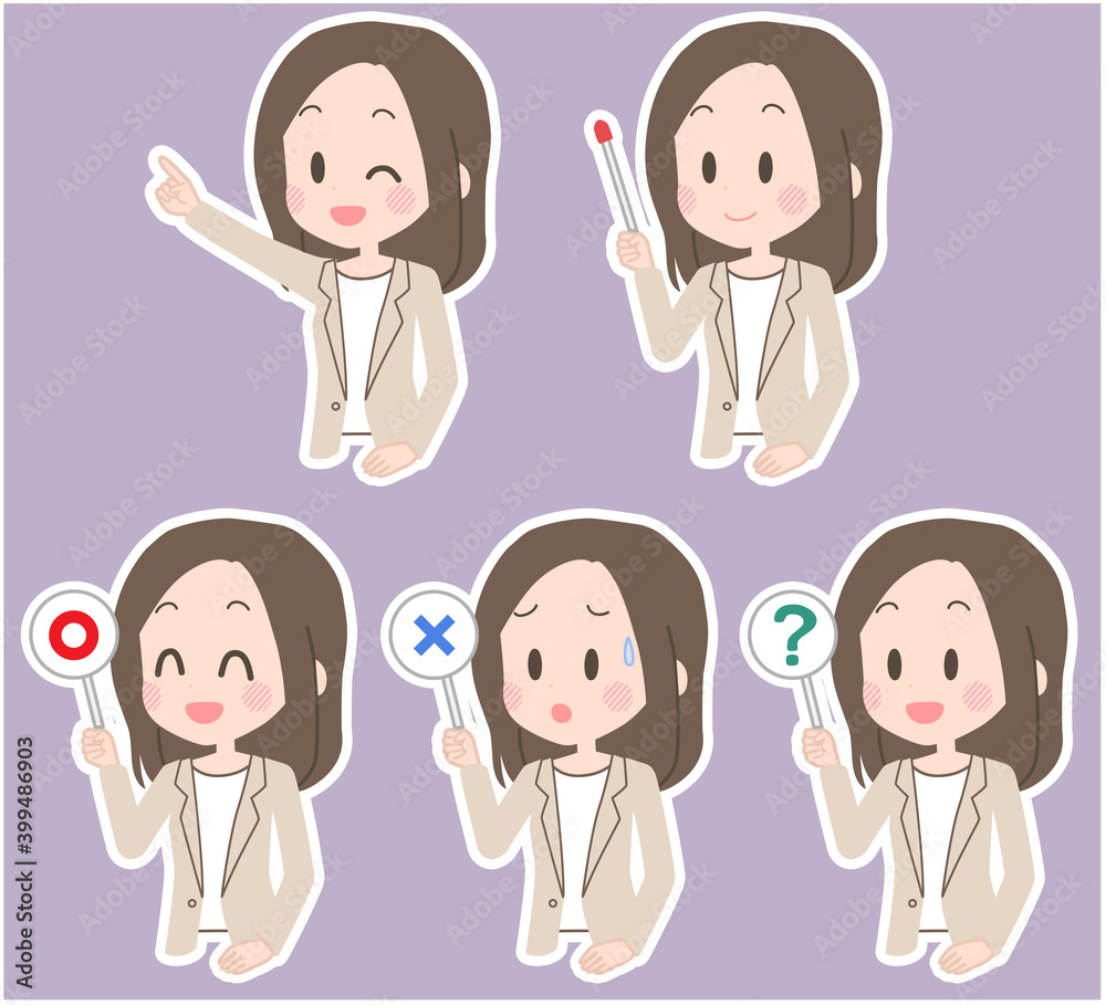 ビジネスウーマン　ポインター　セット