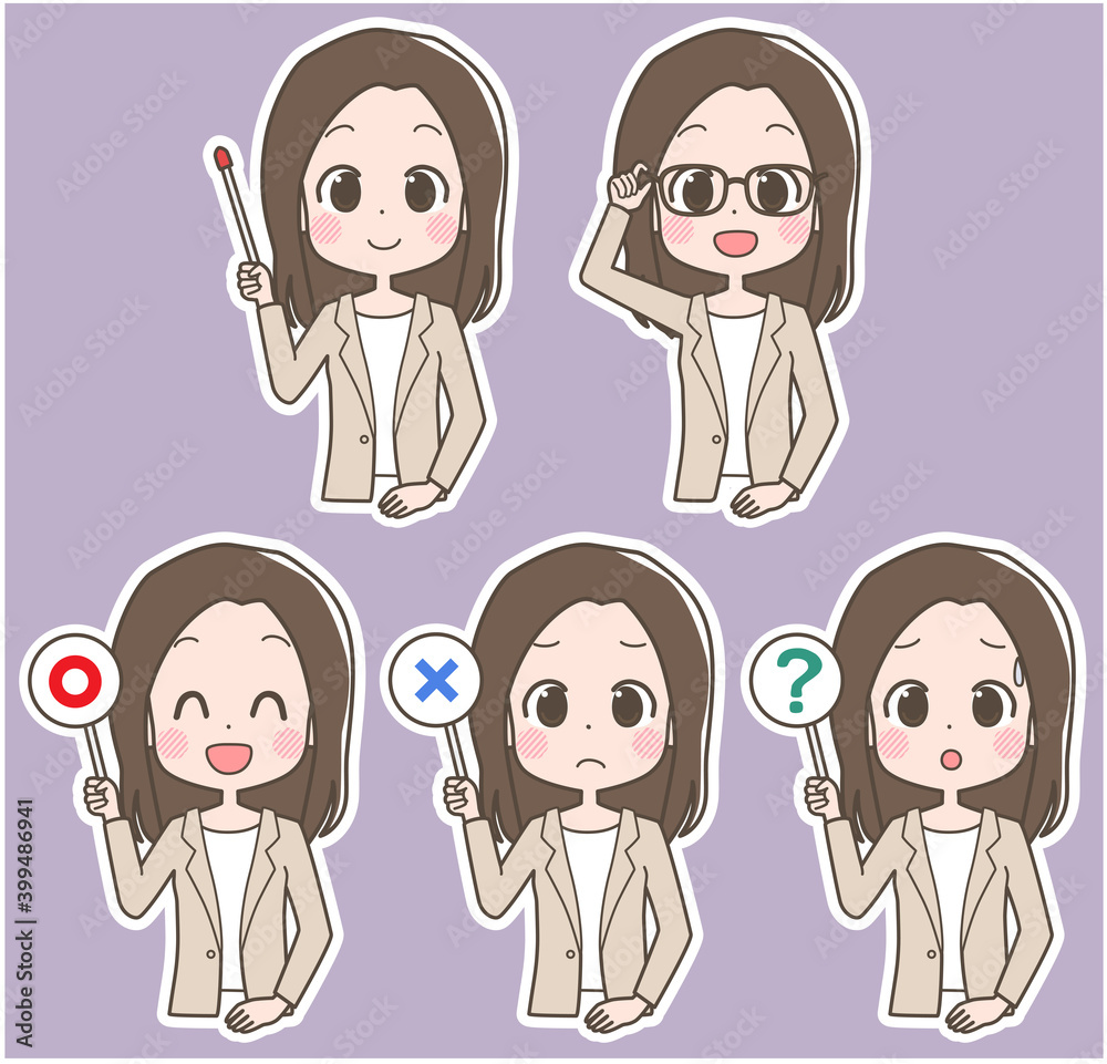 ビジネスウーマン　ポインター　セット