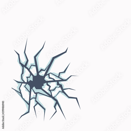 Window broken with cracked glass vector illustration. Cartoon window