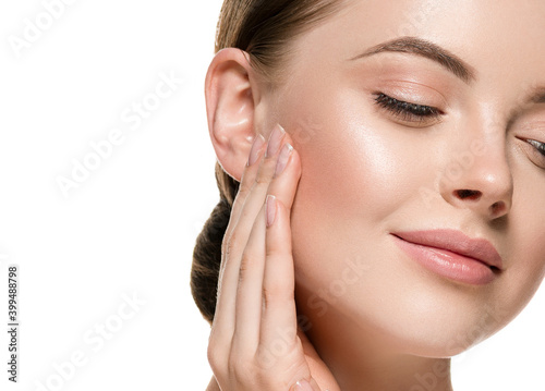 Beautiful face young woman clean skin beaty make up natural
