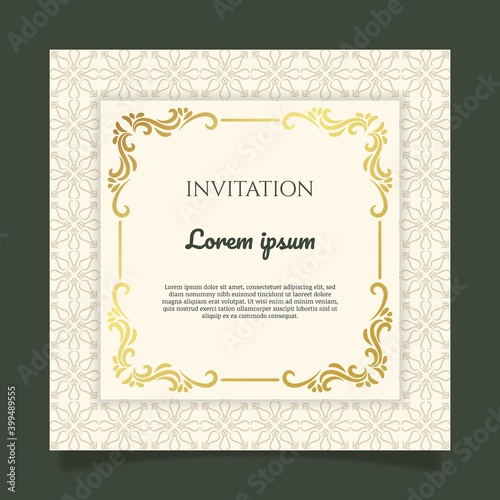 Invitation template with vintage ornamental frame. - Vector. © ajipro