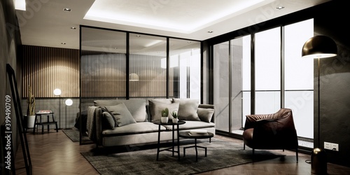 Fotografie room mock up in modern style interior with furniture