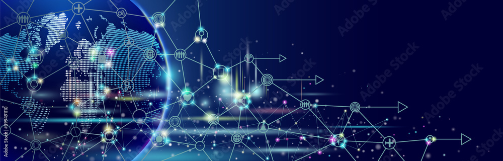 Obraz premium Technology network and global communication concept.