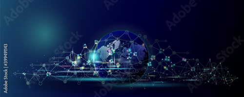Technology network and global communication concept.