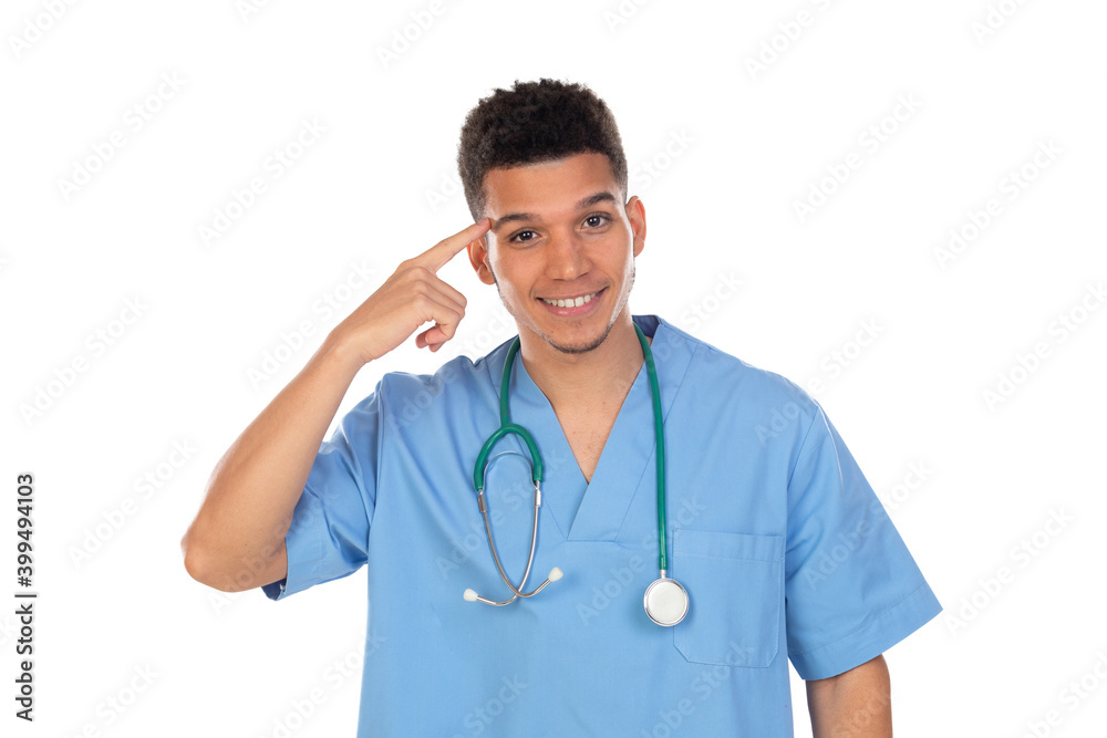 Young african doc with blue uniform Young african doc with blue uniform