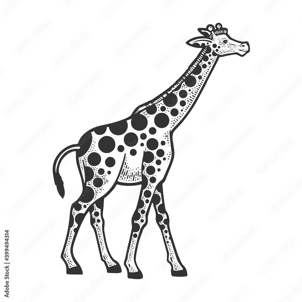 Fototapeta premium Giraffe circles spots sketch raster illustration