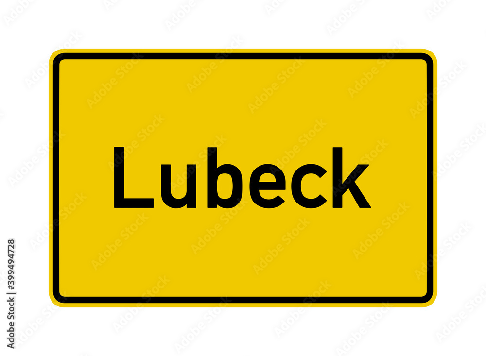 Lubeck city limits road sign in Germany Lubeck city limits road sign in Germany