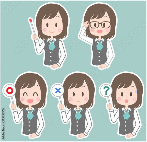 女性事務員　ポインター　セット