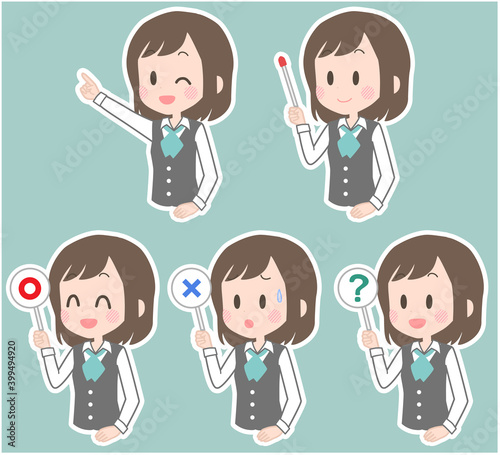 女性事務員　ポインター　セット