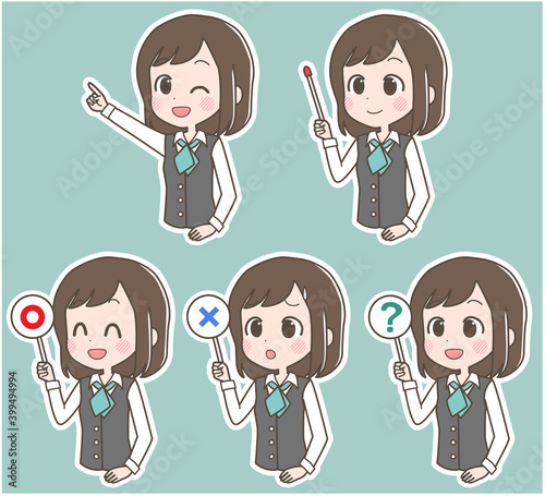女性事務員　ポインター　セット