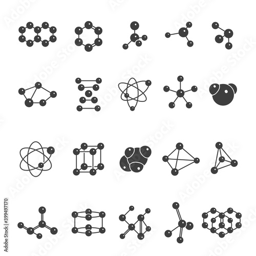 Chemistry molecular model kit, structure black icon