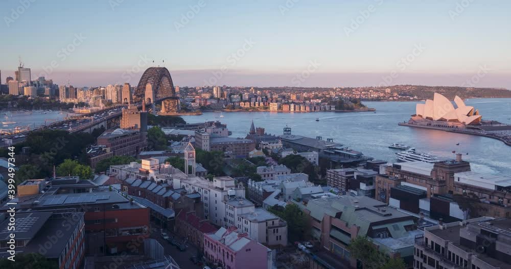 time lapse, sunset Aerial view of Sydney, Australia