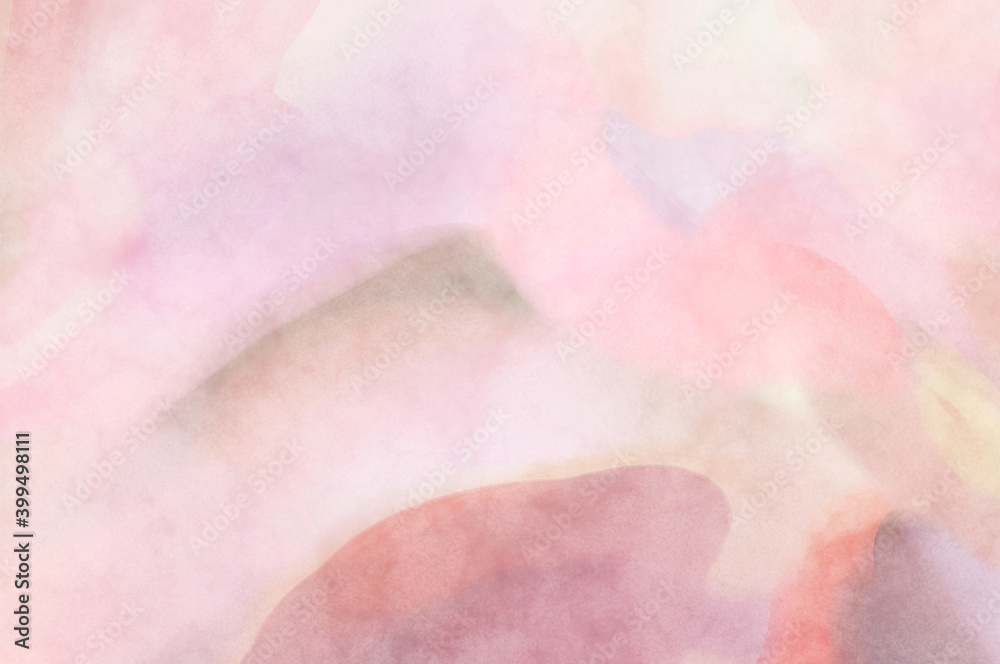 Fototapeta premium Watercolor abstract painting with pastel colors. Soft color painted illustration of calming composition for poster, wall art, banner, card, book cover or packaging. Modern brush strokes painting.