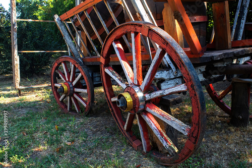 An old wooden wagon in Varul cel Mic, Moldova