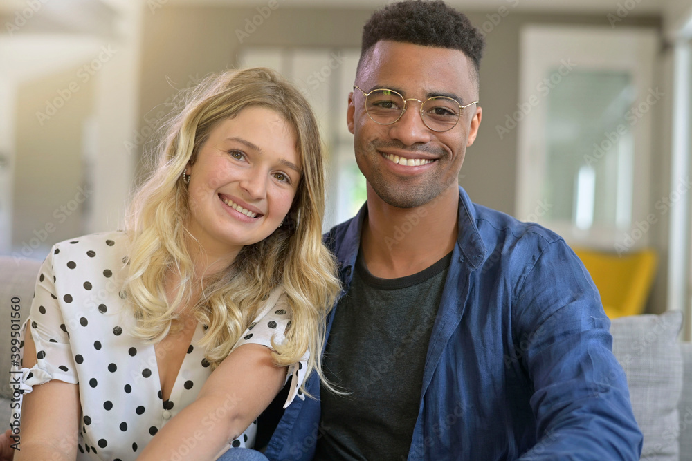 Portrait of cute 30-year old mixed-raced couple Portrait of cute 30-year old mixed-raced couple