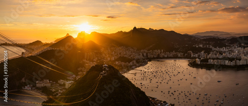 Beautiful panorama of Rio de Janeiro at sunset, Brazil. Sugarloaf Mountain