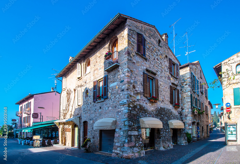 Sirmione Town historical street view in Italy
