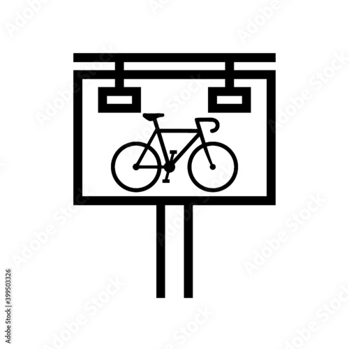 Bike rent billboard ad icon isolated on white background