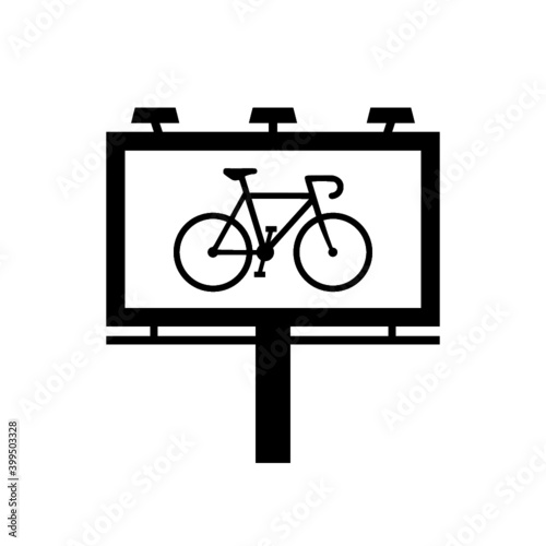 Bike rent billboard ad icon isolated on white background