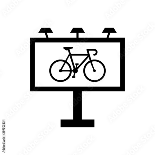 Bike rent billboard ad icon isolated on white background