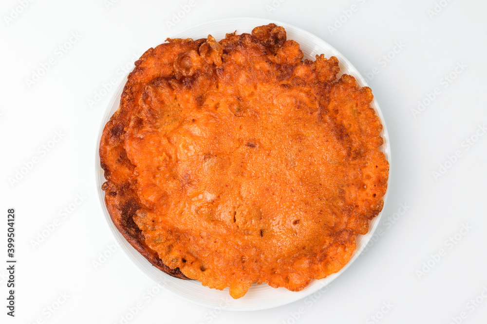 Kimchi pancake on white background Kimchi pancake on white background