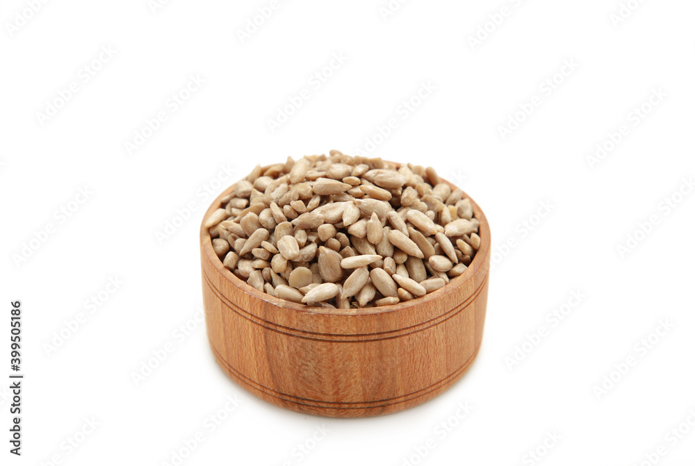Bowl of sunflower seeds isolated on white background Bowl of sunflower seeds isolated on white background