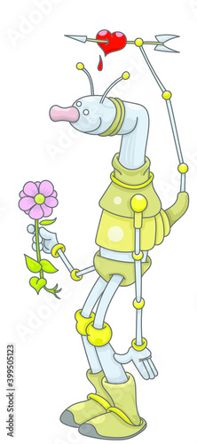 Obraz na plátne Robot tenant une fleur