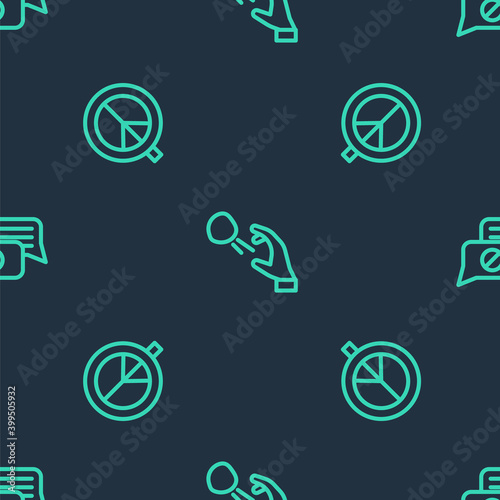 Set line Hooligan shooting stones, Peace and Speech bubble chat on seamless pattern. Vector.