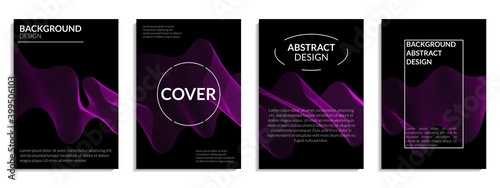 Abstract set of dark purple gradient, wavy line shapes for Brochure, Flyer, Poster, Leaflet, Book cover, etc. Vector Illustration © RadipArt