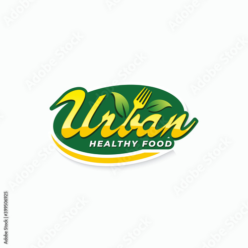 Urban healthy food typography logo template
