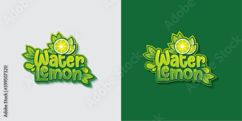 Water lemon typography logo template