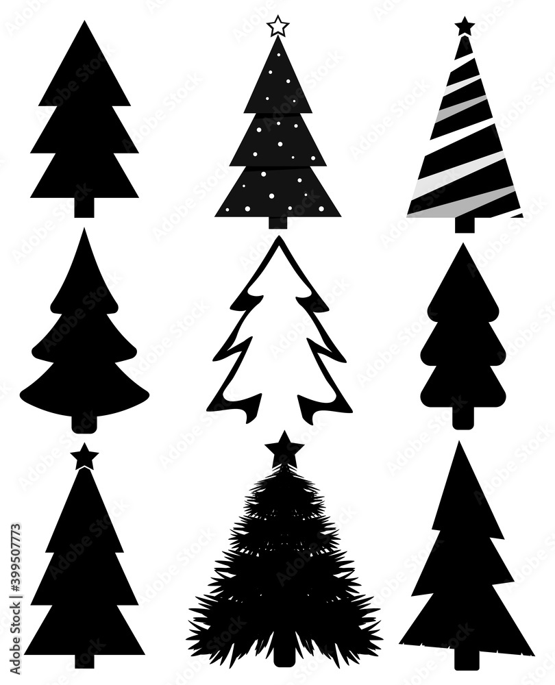 Obraz premium Set icons Christmas tree, Xmas fir symbols, graphic design template, app icons, vector illustration