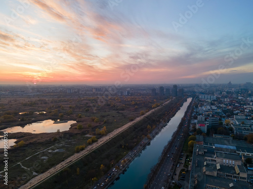 View of Bucharest from the drone, Romania