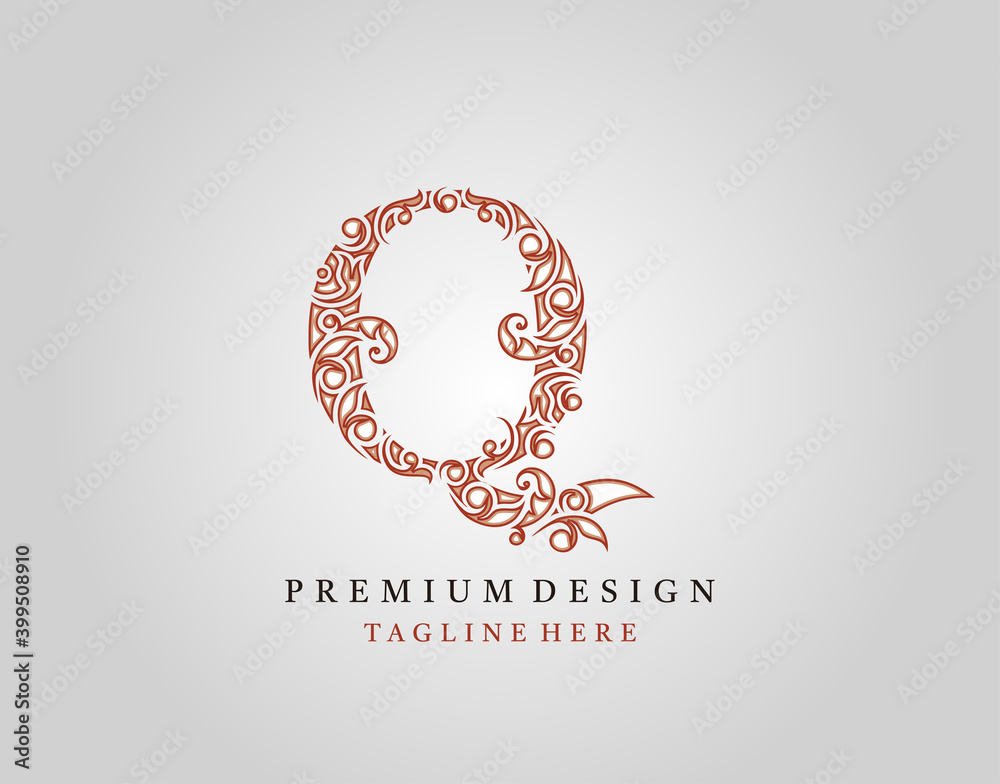 Obraz premium Letter Q Luxury logo icon, Elegant flourishes ornament monogram design vector.