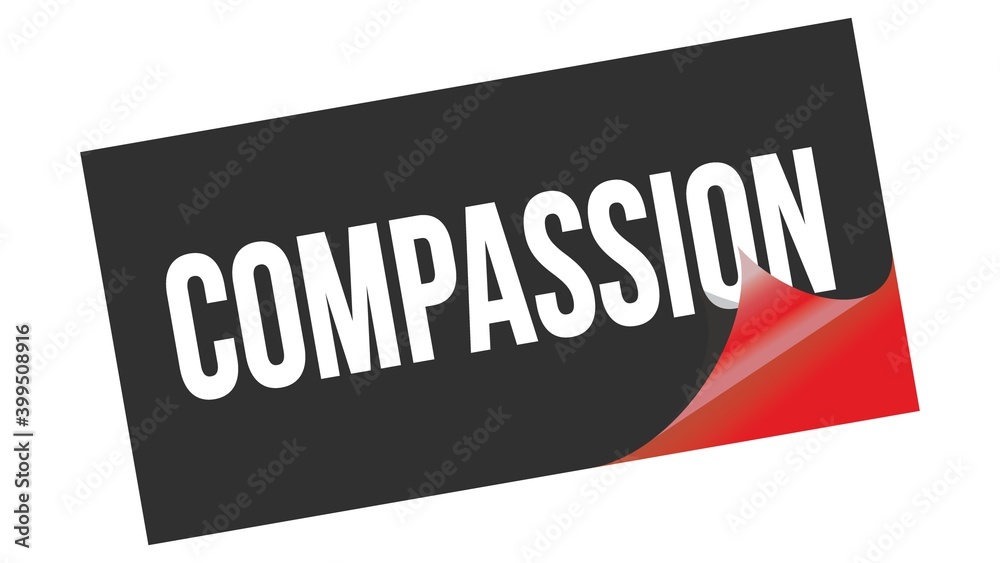 COMPASSION text on black red sticker stamp. COMPASSION text on black red sticker stamp.