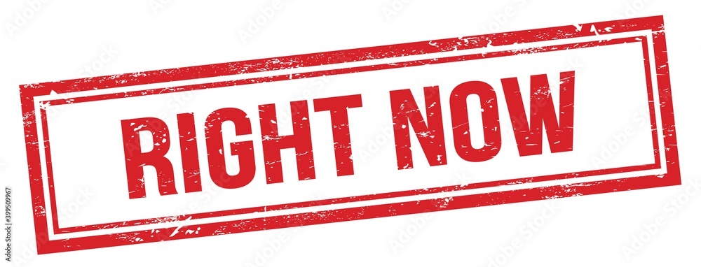 Φωτογραφία RIGHT NOW text on red grungy vintage stamp.