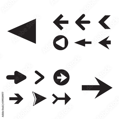 Arrow icon set isolated on background. Trendy vector collection. Different arrow icons in flat style. Creative arrows template for web site, app, graphic design, ui and logo. Arrow vector symbol