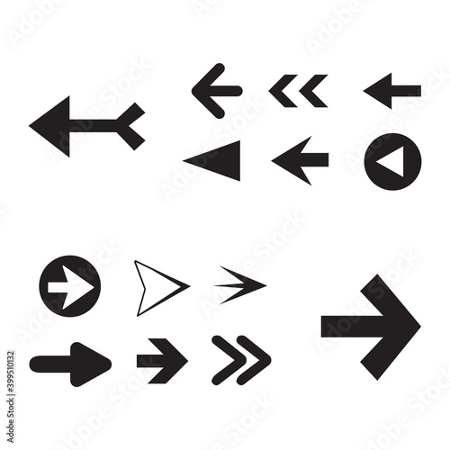 Arrow icon set isolated on background. Trendy vector collection. Different arrow icons in flat style. Creative arrows template for web site, app, graphic design, ui and logo. Arrow vector symbol