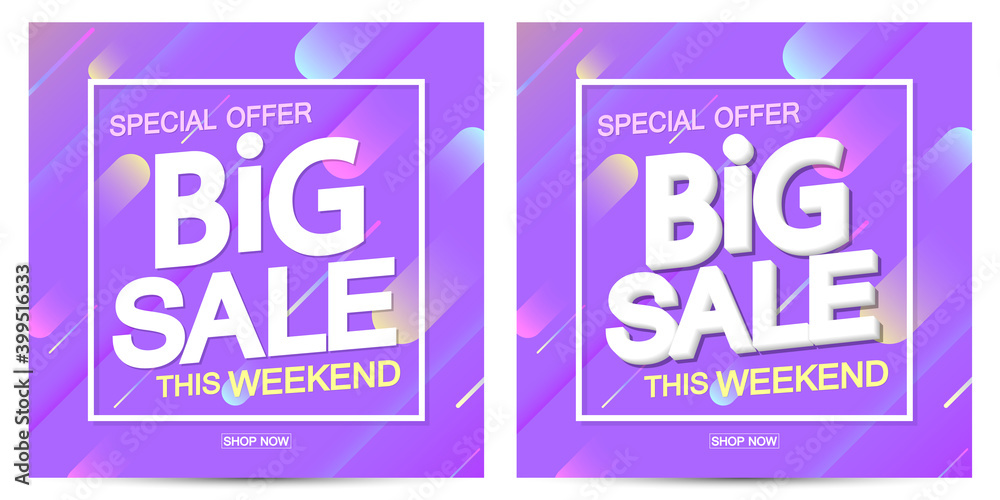 Big Sale, poster design template, special offer, discount banner, vector illustration
