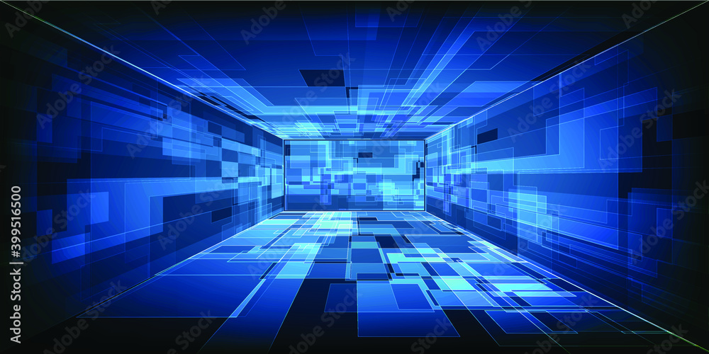 super space digital cyber world blue abstract technology background.Vector illustrations.