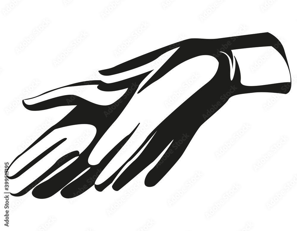 Fototapeta premium Black and white medical gloves. Virus prevention accessory in monochrome style.