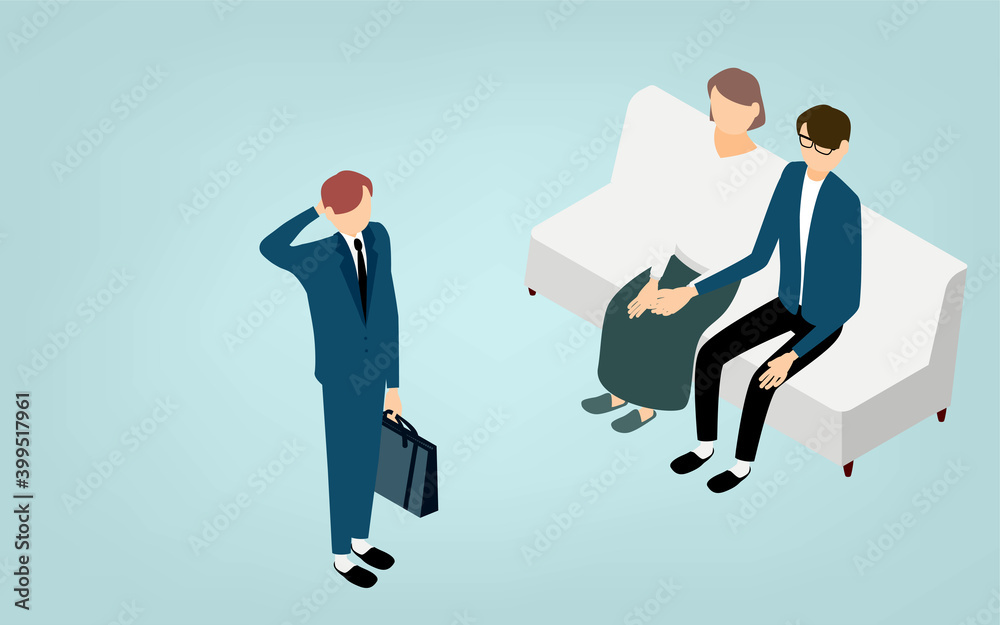 アイソメトリック、子供の成長を喜ぶ両親