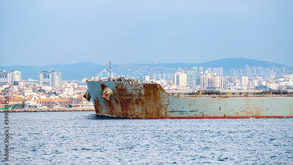 Floating old cargo ship, Turkey