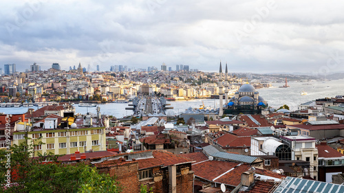 View of the Istanbul at cloudy weather, Turkey